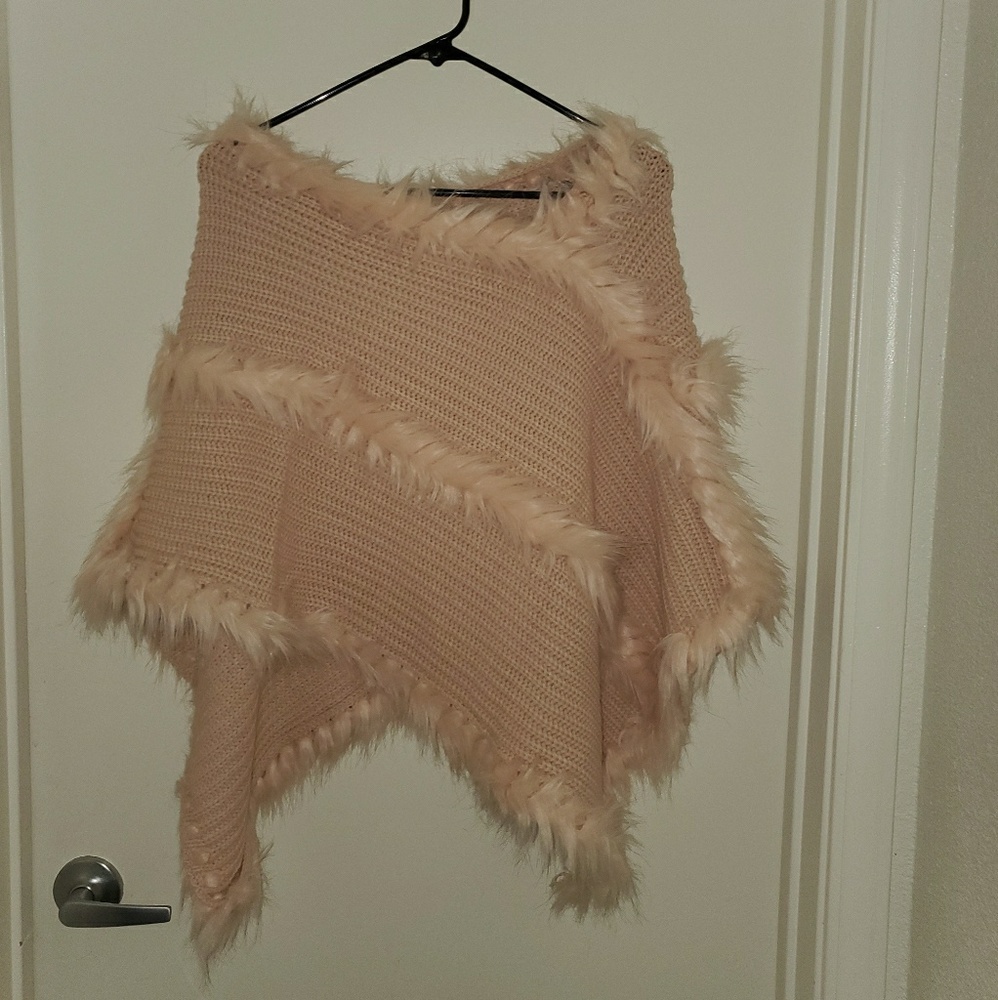 Faux Fur blush poncho